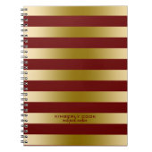 Dunkles Red & Gold Streifen Muster Notizblock (Vorderseite)