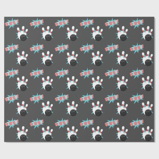 Dunkles Retro Bowling Wrapping Paper Geschenkpapier (Flach)
