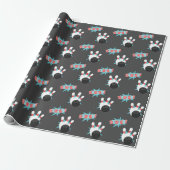 Dunkles Retro Bowling Wrapping Paper Geschenkpapier (Ungerollt)