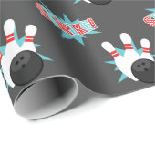 Dunkles Retro Bowling Wrapping Paper Geschenkpapier (Rolleneckpunkt)