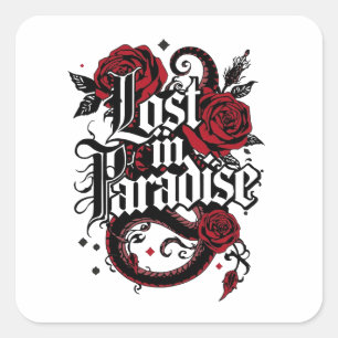 Dunkles Romantik-Tattoo-Stil-Zitat Quadratischer Aufkleber