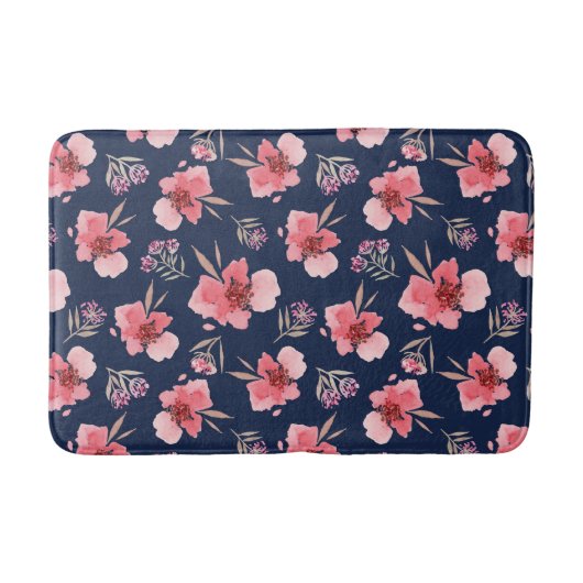 Dunkles rosa Aquarell-Muster Badematte (Vorderseite)