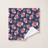 Dunkles rosa Aquarell-Muster Badhandtuch Set (Waschlappen)