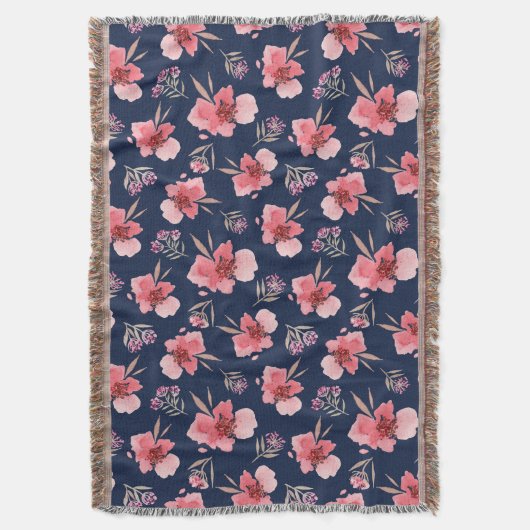 Dunkles rosa Aquarell-Muster Decke (Vorderseite Vertikal)
