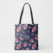 Dunkles rosa Aquarell-Muster des Monogramm-| Tasche (Vorderseite)