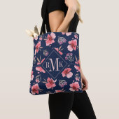 Dunkles rosa Aquarell-Muster des Monogramm-| Tasche (Von Nahem)