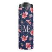 Dunkles rosa Aquarell-Muster des Monogramm-| Thermosbecher (Vorderseite)