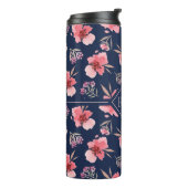 Dunkles rosa Aquarell-Muster des Monogramm-| Thermosbecher (Nach links gedreht)