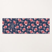 Dunkles rosa Aquarell-Muster des Monogramm-| Yogamatte (Vorderseite (Horizontal))