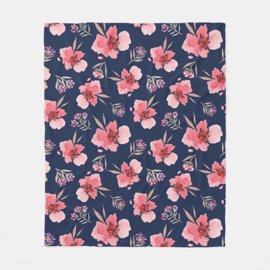 Dunkles rosa Aquarell-Muster Fleecedecke (Vorderseite)