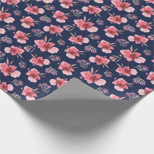 Dunkles rosa Aquarell-Muster Geschenkpapier (Ecke)