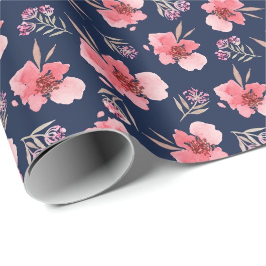 Dunkles rosa Aquarell-Muster Geschenkpapier (Rolleneckpunkt)