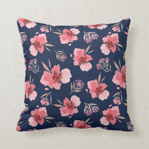 Dunkles rosa Aquarell-Muster Kissen