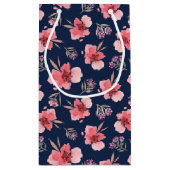 Dunkles rosa Aquarell-Muster Kleine Geschenktüte (Rückseite)