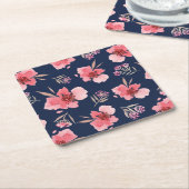Dunkles rosa Aquarell-Muster Rechteckiger Pappuntersetzer (angewinkelt)
