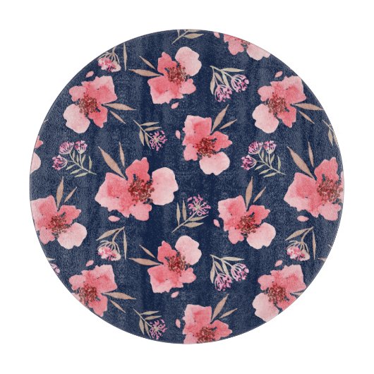 Dunkles rosa Aquarell-Muster Schneidebrett (Vorderseite)