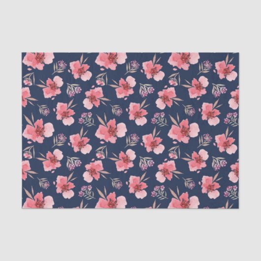 Dunkles rosa Aquarell-Muster Seidenpapier (Vorderseite)