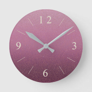 Dunkles Rosa Erröten Faux Glitter Gradient Glamour Runde Wanduhr