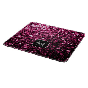 Dunkles Rosa falscher glänzender Glitter Funkeln M Schneidebrett