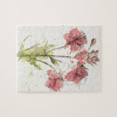 Dunkles rosa mit Blumenspritzen Puzzle (Horizontal)