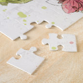 Dunkles rosa mit Blumenspritzen Puzzle (Seite)