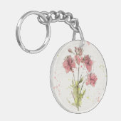 Dunkles rosa mit Blumenspritzen Schlüsselanhänger (Vorderseite links)