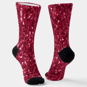 Dunkles Rosa Rot Magenta falsche Funken Glitter Socken