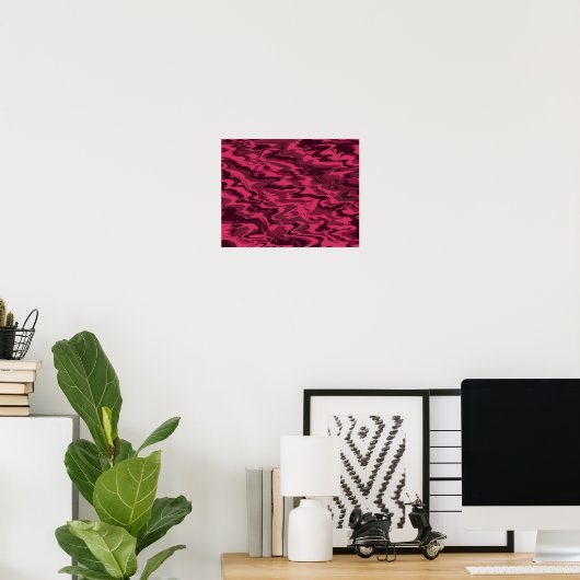 Dunkles Rosa Wellenförmiges Flüssigkeitsmuster Poster (Heimbüro)