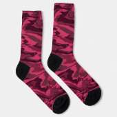 Dunkles Rosa Wellenförmiges Flüssigkeitsmuster Socken (Rechts)