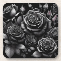 Dunkles Rosen-Hartplastik-Untersetzer-Set mit Kork