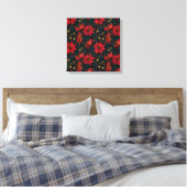 Dunkles rotes Weihnachtsblumenmuster Leinwanddruck (Insitu (Schlafzimmer))