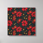 Dunkles rotes Weihnachtsblumenmuster Leinwanddruck (Vorderseite)