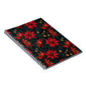 Dunkles rotes Weihnachtsblumenmuster Notizblock (Rechte Seite)