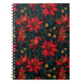 Dunkles rotes Weihnachtsblumenmuster Notizblock (Vorderseite)