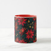 Dunkles rotes Weihnachtsblumenmuster Tasse (Zentrum)