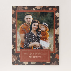 Dunkles rustikales Herbst-Familienfoto-Andenken Puzzle
