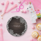 Dunkles Rustikales Holz und elegante Hochzeit Pappteller (Party)