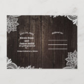 Dunkles Rustikales Holz und elegante Spitzen Save  Ankündigungspostkarte (Rückseite)