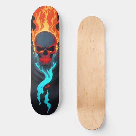 Dunkles Schädelfeuer 4 Skateboard (Vorderseite)