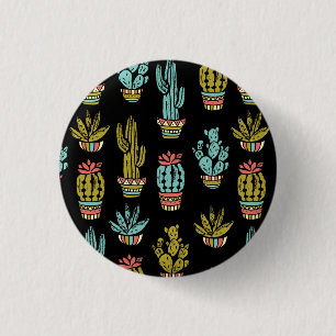 Dunkles Schmutz-Kaktus-Muster Button