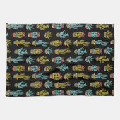 Dunkles Schmutz-Kaktus-Muster Geschirrtuch (Horizontal)