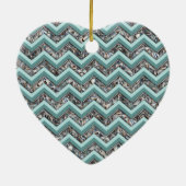 Dunkles Schneidglas und Aquamariner Zigzag Keramikornament (Hinten)