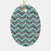 Dunkles Schneidglas und Aquamariner Zigzag Keramikornament (Hinten)