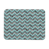 Dunkles Schneidglas und Aquamariner Zigzag Magnet (Horizontal)