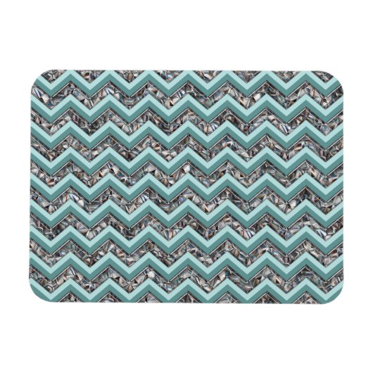 Dunkles Schneidglas und Aquamariner Zigzag Magnet (Horizontal)
