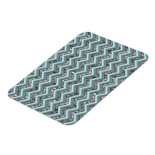 Dunkles Schneidglas und Aquamariner Zigzag Magnet (Linke Seite)
