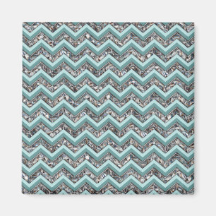 Dunkles Schneidglas und Aquamariner Zigzag Magnet