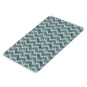 Dunkles Schneidglas und Aquamariner Zigzag Magnet (Linke Seite)