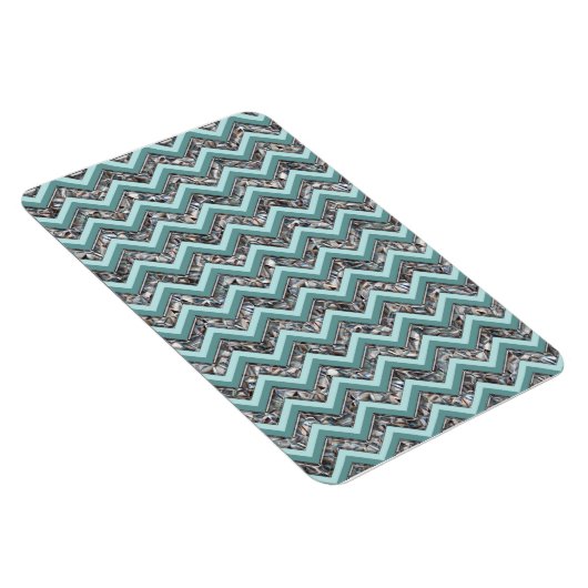 Dunkles Schneidglas und Aquamariner Zigzag Magnet (Rechte Seite)