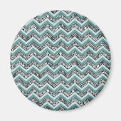 Dunkles Schneidglas und Aquamariner Zigzag Magnet (Vorne)